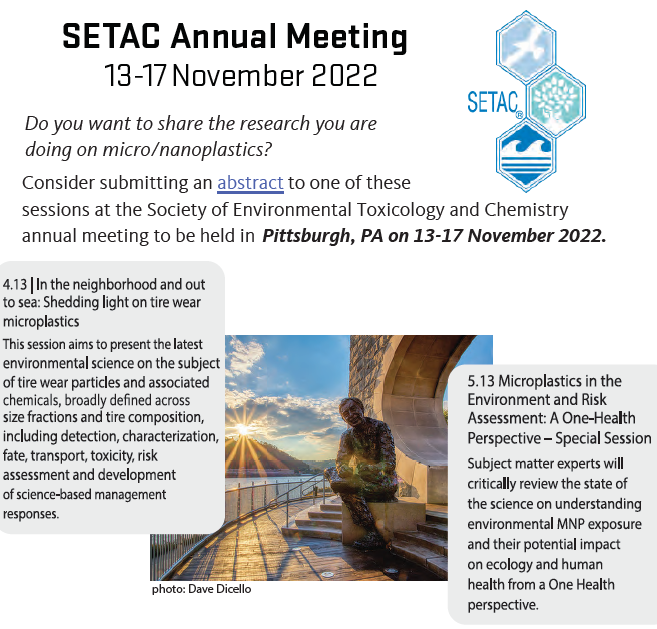 pnwmicroplastic's tweet photo. Reminder: Abstracts for the 
SETAC Annual Meeting are due 17:00 EDT on 2 June 2022!!🗓️(A little over 2 weeks away) 
This is a chance to share the research you are doing on micro/nanoplastics.
Sign up here https://t.co/D97t0K2gBJ
#SETACMicroplastics https://t.co/JKPBBYL9uY