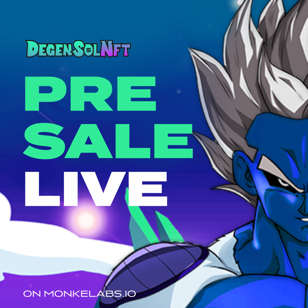 THE PRESALE MINT IS LIVE!!! 🔥🔥🔥
The presale ends at 6:20 PM UTC, so HURRY UP before it’s ended.
MINT LINK: degen-sol-nft.monkelabs.io
Price: 1 SOL
