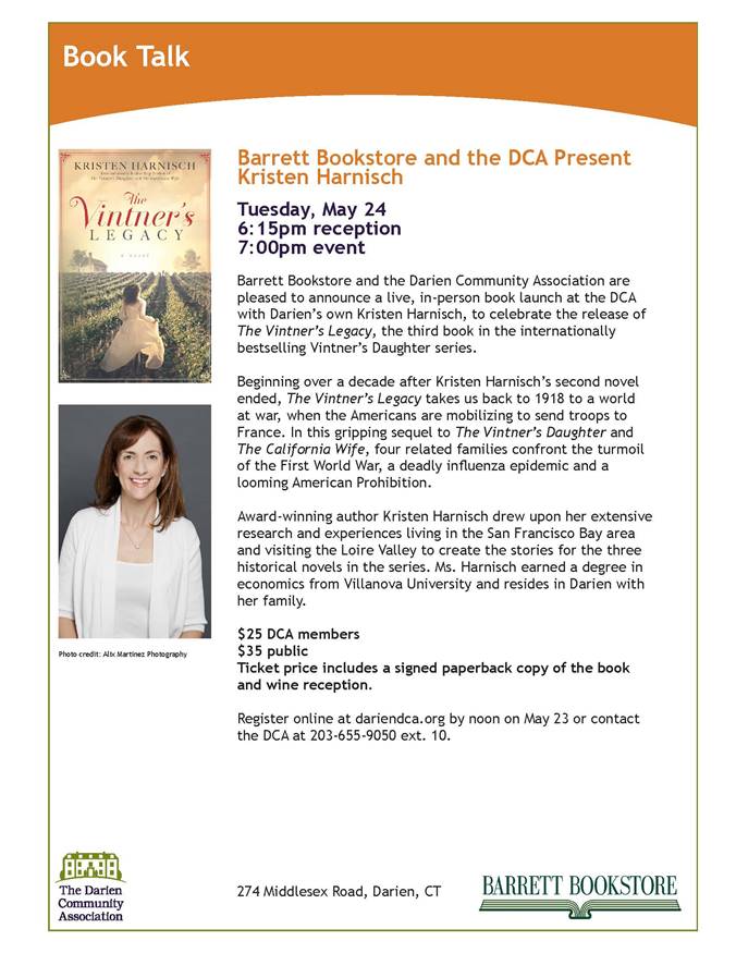 Local friends, join me next Tuesday!! Click to register: bit.ly/3lmuoVv! #Darien #HistoricalFiction <a href="/DarienDCA/">Darien DCA</a> <a href="/barrett_books/">Barrett Bookstore</a>