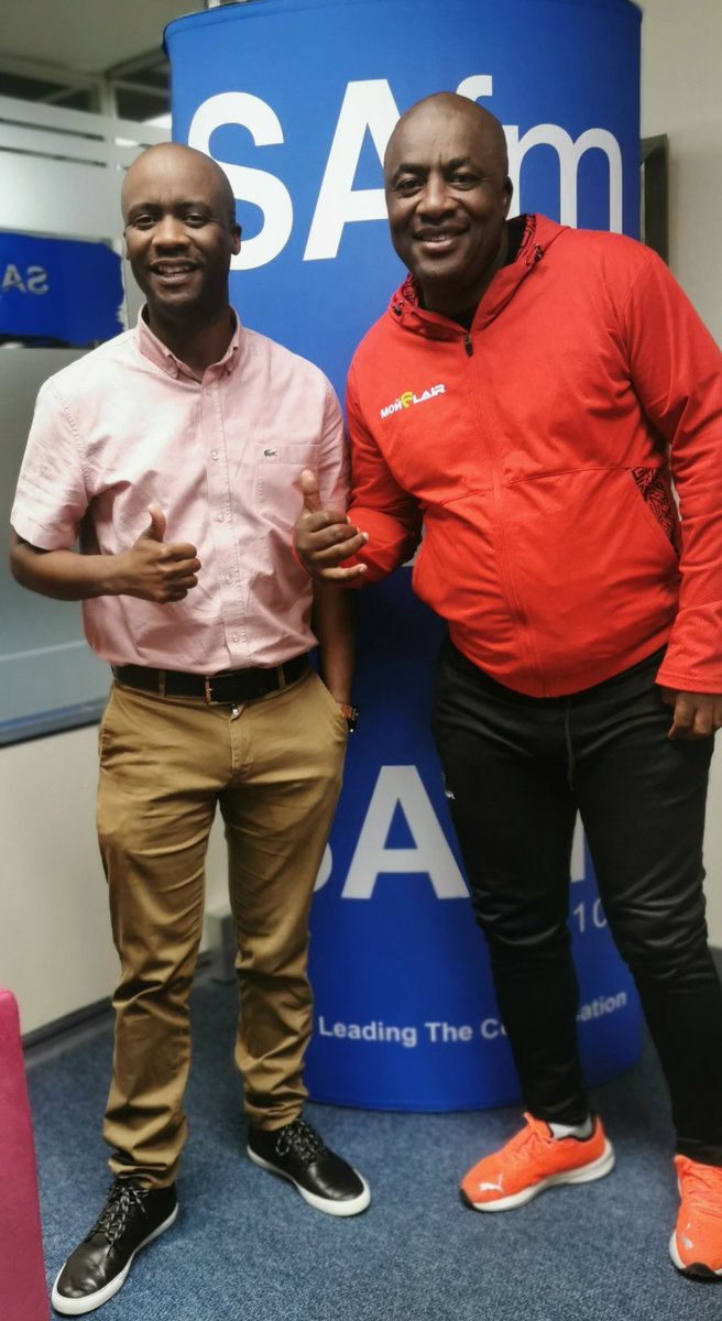 ThabisoMosia's tweet photo. In studio with Alfred Phiri tonight on #SAFMSportOn. We'll check on his recovery after he was shot twice in December. We'll also talk #MAPGames and look back at his career, which saw him spend 7 seasons in Turkey and play in the 1998 WC @SAfmRadio 7-8pm #SizenzaZonke @NguboPhiri https://t.co/wyKfLUYT2P