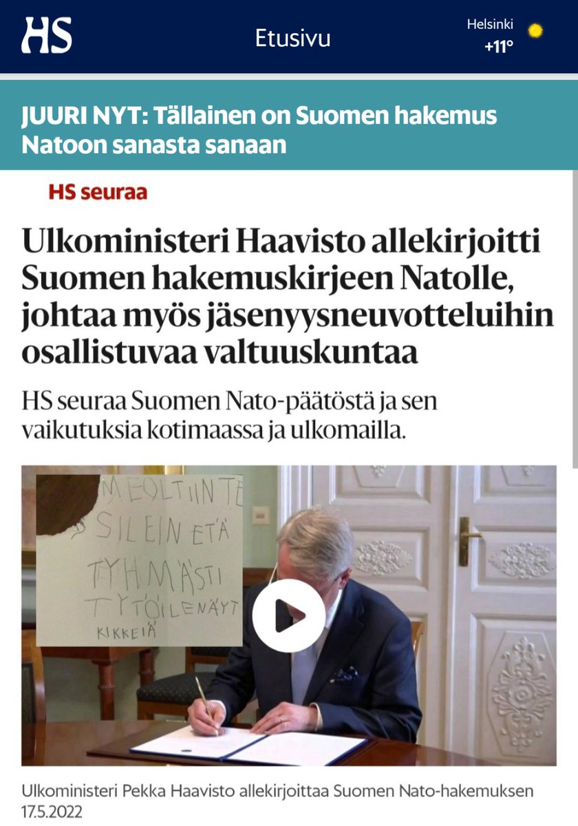 jarkkotsirpen's tweet photo. Historiallinen päivä. Ulkoministeri Haavisto allekirjoitti Suomen hakemuskirjeen NATO:lle. 

Alla sisältö sanasta sanaan. 

#NATO #Natoon #NATOfi https://t.co/Efv1mjNnnN