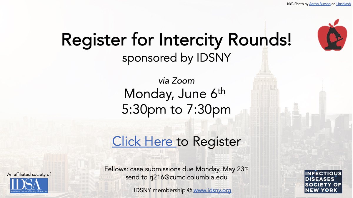 Rachel Gordon (@midgordon) on Twitter photo Register for Intercity Rounds! Spread the word & Save the Date! einsteinmed.edu/education/md-p… <a href="/cuimc_id/">Columbia Division of Infectious Diseases</a> <a href="/MontefioreID/">Montefiore & Einstein ID</a>
@MSBIMWIDFellows <a href="/MSKID1/">mskid1</a> <a href="/WCM_ID/">Weill Cornell Infectious Diseases Division</a> Register for Intercity Rounds! Spread the word & Save the Date! einsteinmed.edu/education/md-p… <a href="/cuimc_id/">Columbia Division of Infectious Diseases</a> <a href="/MontefioreID/">Montefiore & Einstein ID</a>
@MSBIMWIDFellows <a href="/MSKID1/">mskid1</a> <a href="/WCM_ID/">Weill Cornell Infectious Diseases Division</a>