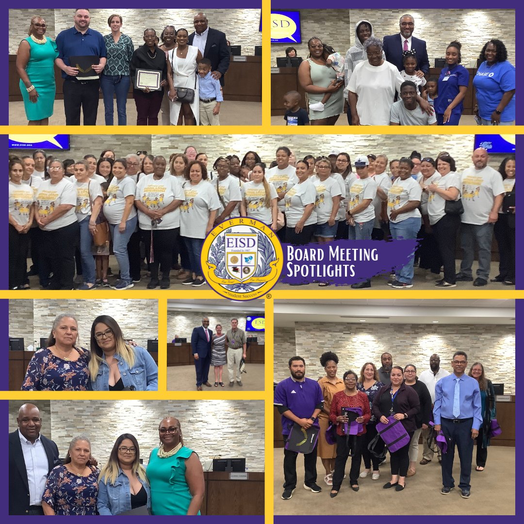 EvermanISD's tweet photo. May Board Spotlights!!! Join us and congratulate these awesome students and educators who were recognized at the May board meeting!!! #evermanstrong #movingbeyondlimits https://t.co/PMJWqWDHBI