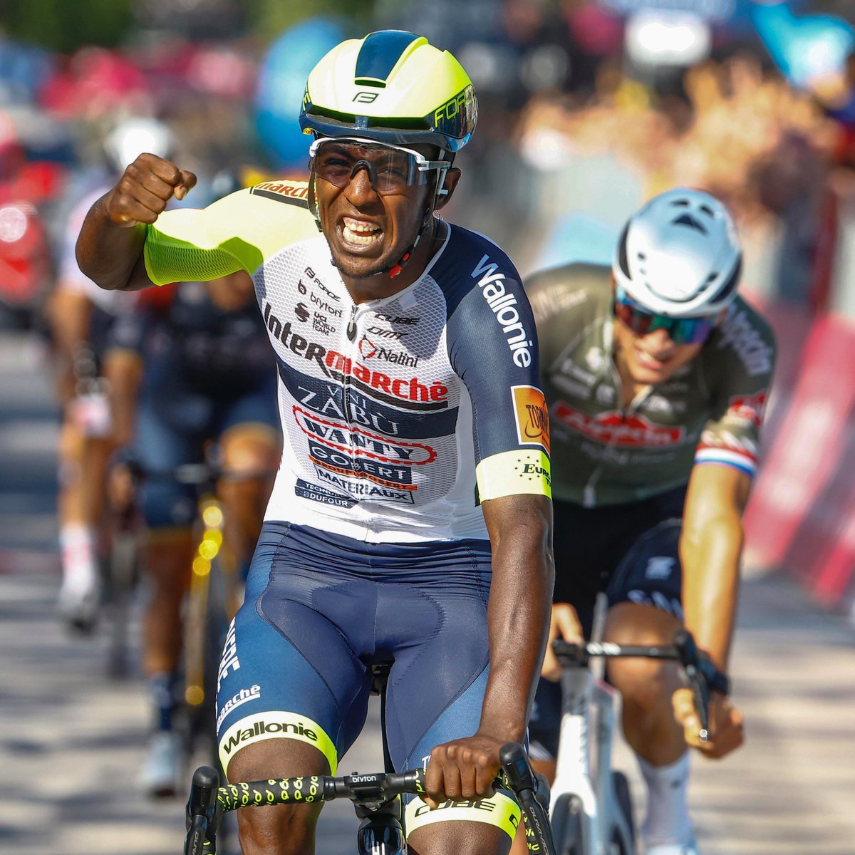 LottoIntermarch's tweet photo. 🇪🇷 @GrmayeBiniam: "I made History thanks to my team, my family, the support from the people of my country. This victory belongs to them also.” 

#Giro #VeniVidiBini https://t.co/edSZpkOL5B