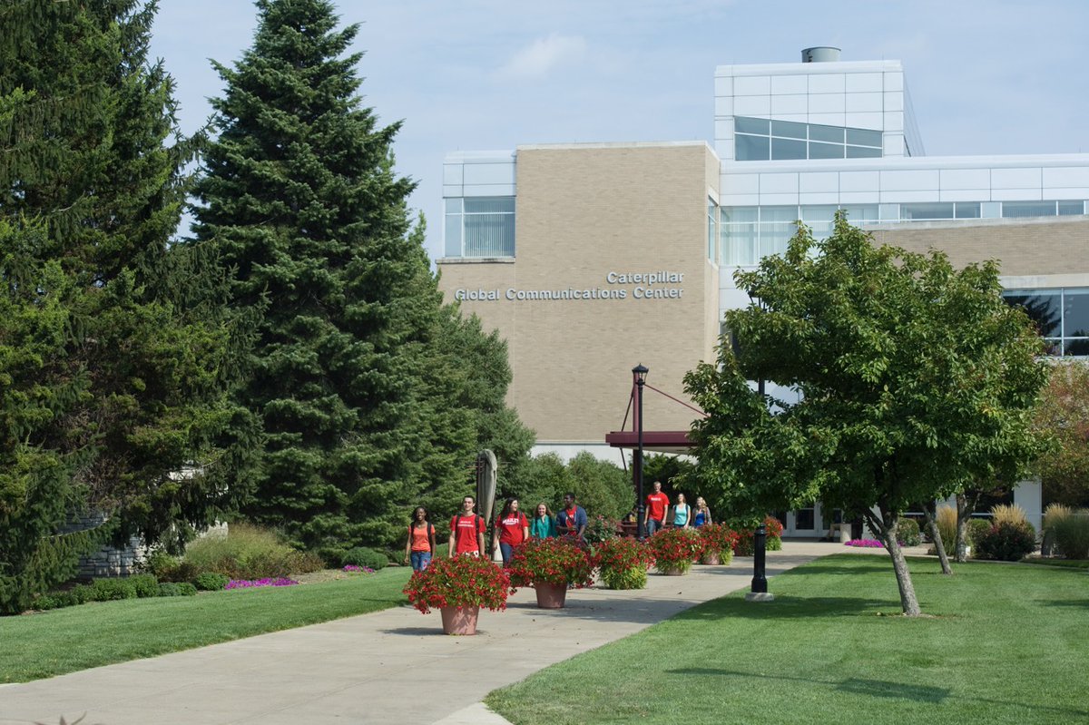 View of the Caterpillar Global Communications Center in the summer.