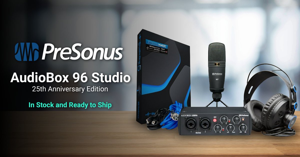 soundpro's tweet photo. Start recording today with the complete package from @PreSonus!
This bundle includes the AudioBox USB 96 interface, Studio One Artist software, M7 large-diaphragm condenser microphone, and HD7 headphones. Get yours at https://t.co/m8sLpN889B
#SoundPro #PreSonus #AudioBox96 https://t.co/veuJikLjC1