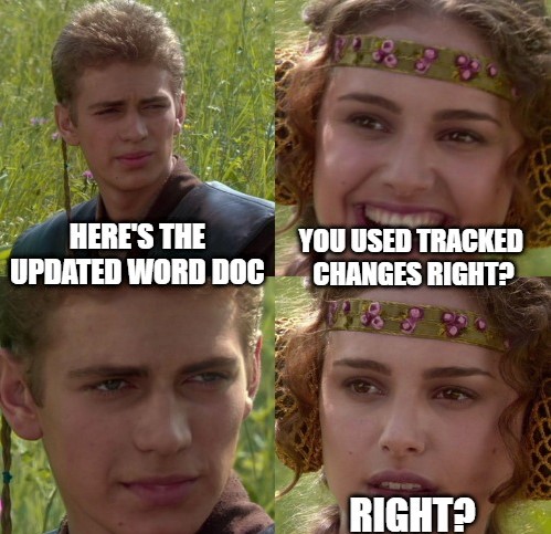 Is there anything worse on a Friday evening?

#CollectiveContent #TrackChanges #Word #Editing