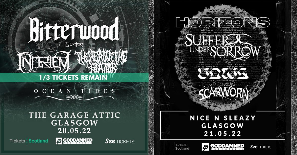 THIS WEEKEND

No plans for the weekend? We've got you covered!

<a href="/BitterwoodHC/">🅱️itterwood 🏴󠁧󠁢󠁳󠁣󠁴󠁿</a> &amp; <a href="/Inferiemband/">Inferiem</a>, THOTT, OT - Fri 20th 
<a href="/OfficialHrzns/">Horizons</a>, @s_u_s_band, VOWS, Scarworn - Sat 21st

Grab your tickets NOW! 
goddamnedpromotions.co.uk

<a href="/WhatsOnGlasgow/">What's On Glasgow</a> 
<a href="/scottishmetal/">Scottish Metal Gigs</a> 
<a href="/ticketsscotland/">Tickets Scotland</a>
