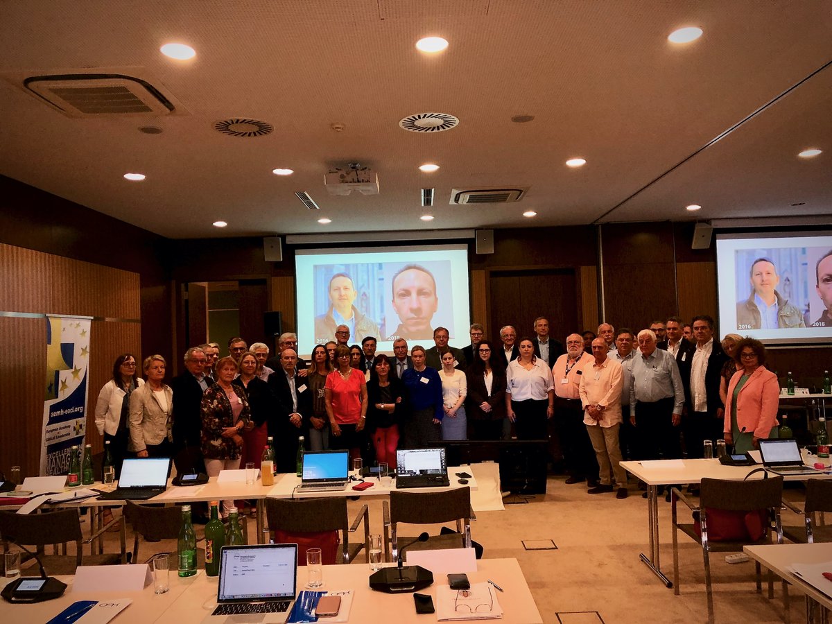 AEMH and FEMS delegates gathered in Austria stand with Ahmadreza Djalali! <a href="/FreeDjalali/">Free Djalali</a>