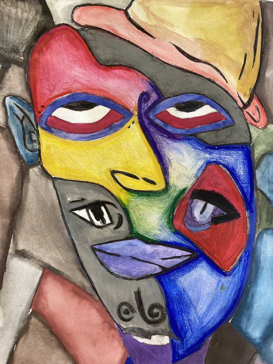 Imaginative and bold Cubist portraits produced by Year 8 today!