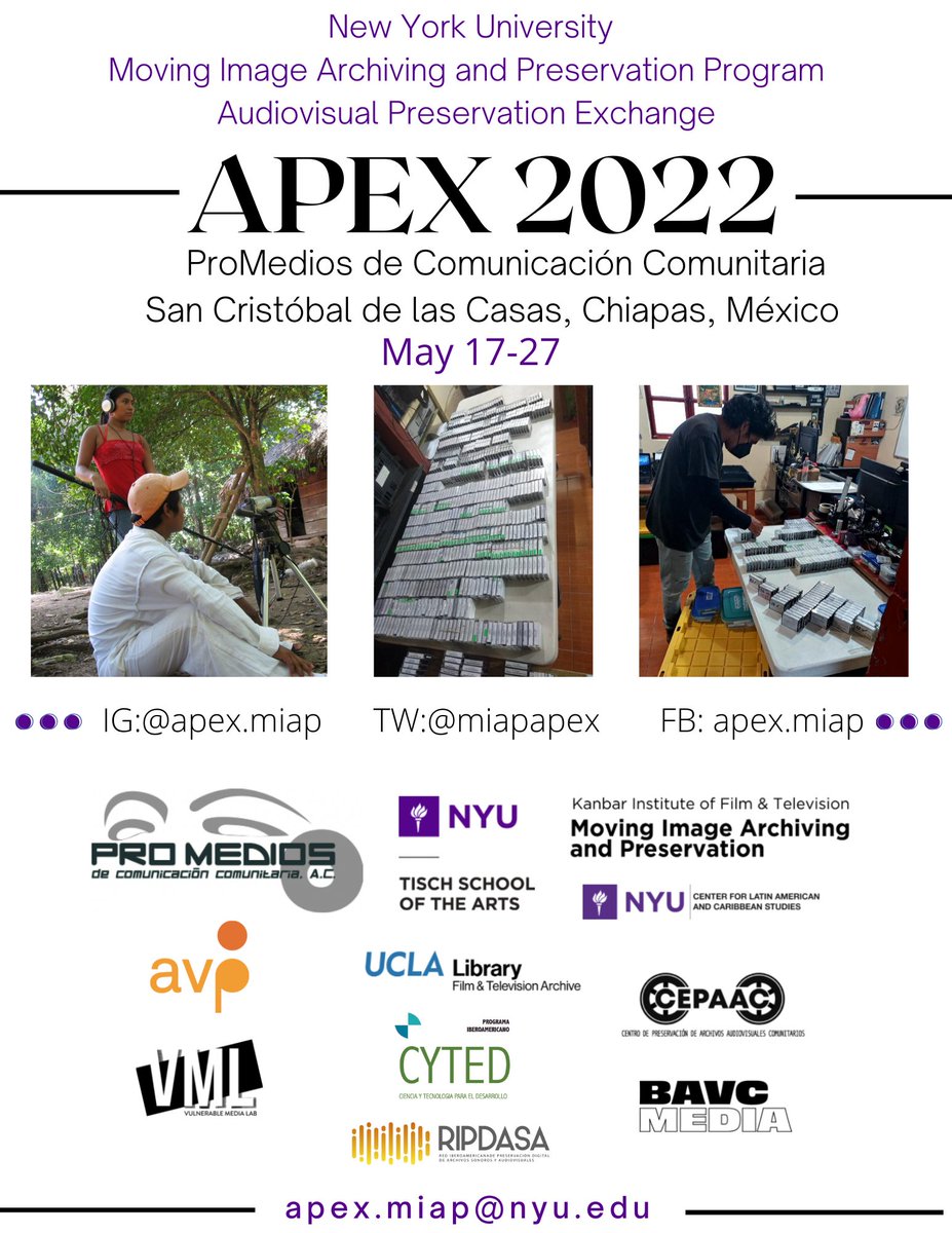 cinembargo's tweet image. Very happy to announce that our @NYUMIAP @miapapex  program starts today! The location this year is San Cristóbal de las Casas and our host ProMedios de Comunicación Comunitaria. 
Thanks to all the participants for their contributions, to ProMedios and to our amazing sponsors!