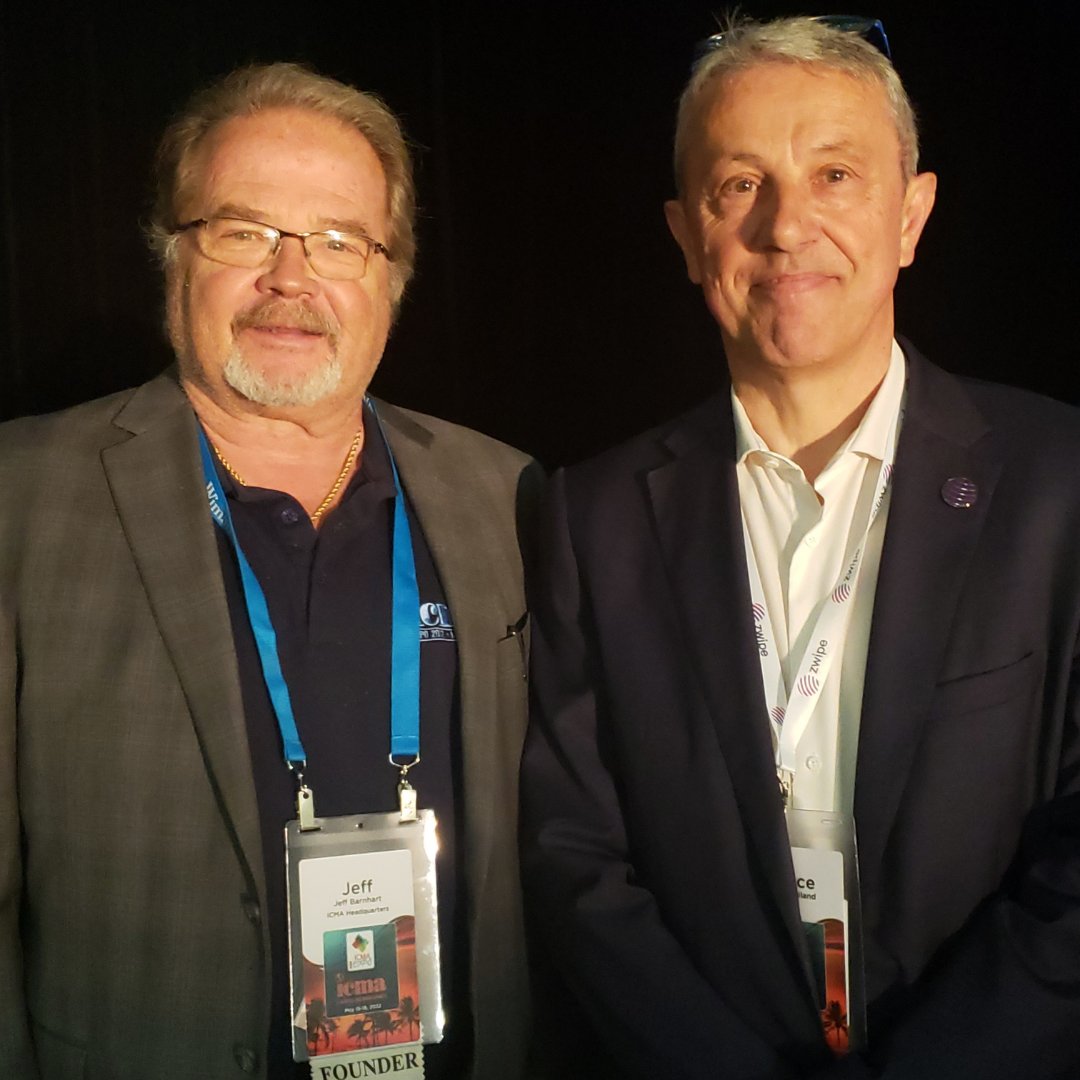 ICMATweets's tweet photo. ICMA Founder &amp; Executive Director, Jeffrey Barnhart, with Patrice Meilland, Chief Strategy &amp; Product Officer at @zwipe, at ICMA's 2022 EXPO! Thank you to Patrice Meilland for speaking with attendees on biometric payment cards. #AllAboutTheCard @JBarnhartICMA #biometrics #payments https://t.co/yr80TTcpn3