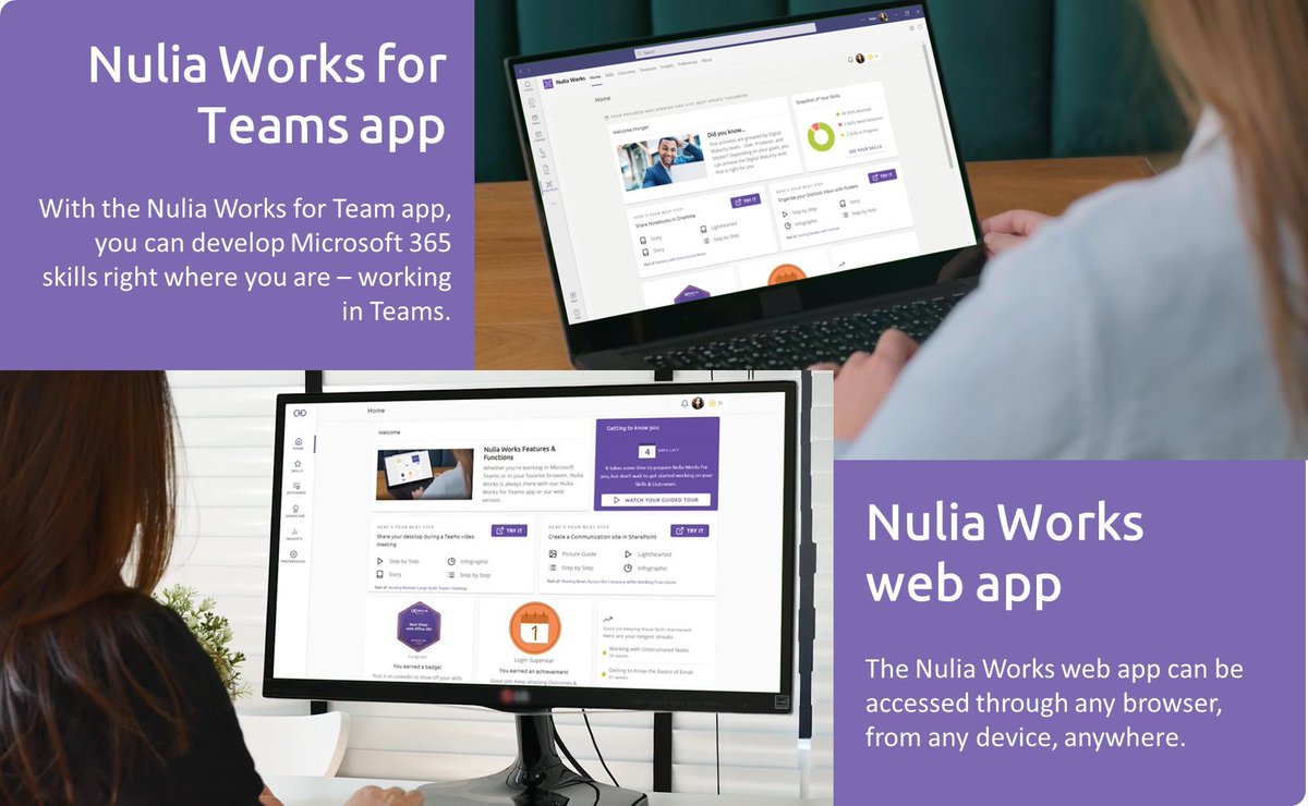 Nulia Works is a better, personalized way to drive #digitalskills development in #Microsoft365, from anywhere, and meets users where are, with what they need with our Teams or web app. Contact sales@nulia.com or visit nulia.com/demo to discover more.