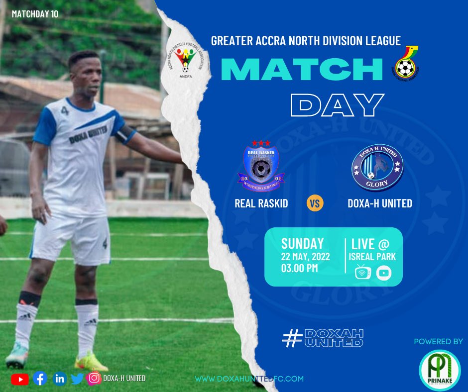 DoxahUnitedFC's tweet photo. Victory awaits| 🏟 MatchDay 🔟
The venue is ISREAL Park
Date: SUNDAY 22nd, May 2022
Time: 03:00prompt
#DoxaHUnited #Glory #DivisionLeague #Gfa #AnDFa #GaRFa https://t.co/YxAdNvOcDJ