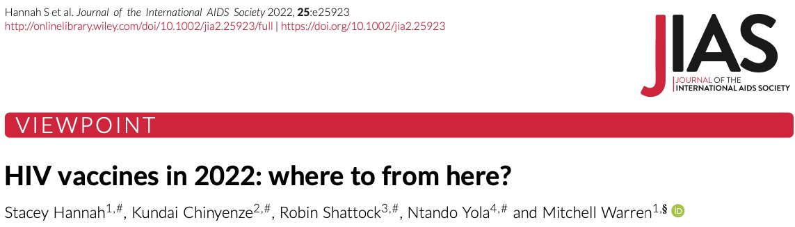HIVpxresearch's tweet photo. Just in time for #HVAD2022 -- "#HIV #Vaccines in 2022: Where to from here?" just published in @jiasociety from our ED Mitchell Warren and @StaceyHannah77 with @robin_shattock @ntandoy and @IAVI's Kundai Chinyenze https://t.co/b3CDDehti0 https://t.co/dAaOrvXGNl