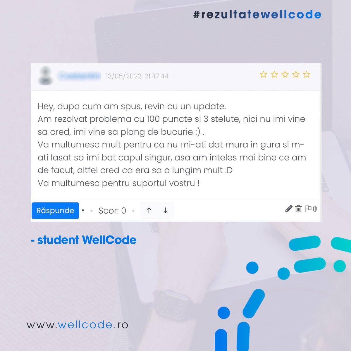 wellcode_ro's tweet photo. Dacă ești pregătit să te lași îndrumat și vrei să faci schimbarea de carieră, înscrie-te la o ședință gratuită de consultanță. Vei afla mai multe detalii despre cum poți deveni și tu un programator bine plătit. Rezervă-ți locul acum ➡️ https://t.co/YaNPugF6r5 https://t.co/GRFt5uh8bw