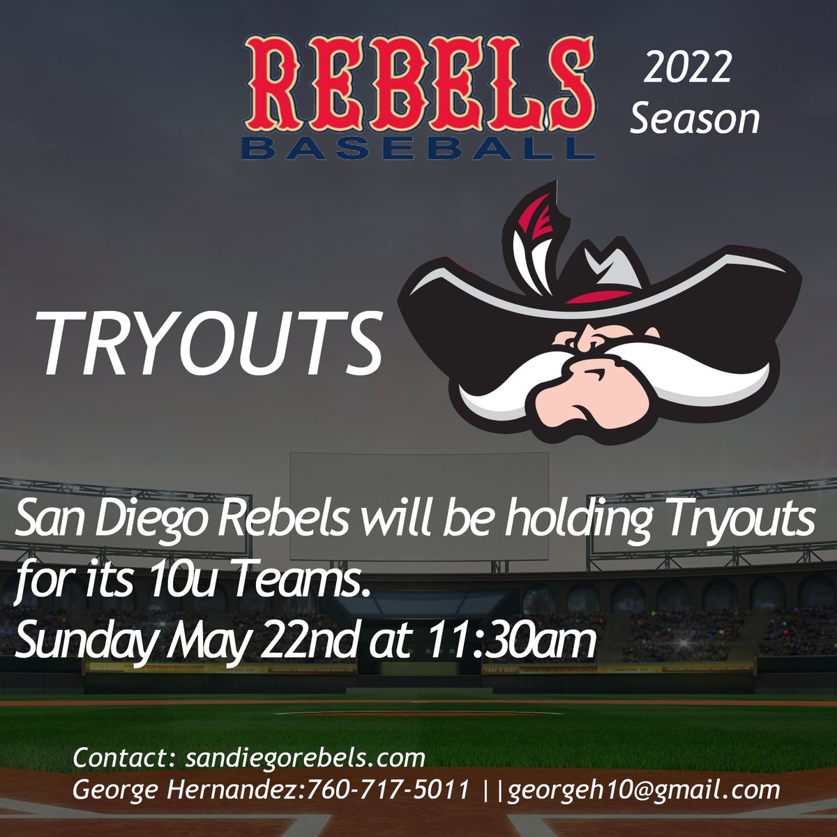 RebelsPremier's tweet photo. This Sunday May 22nd Rebels are holding tryouts for 10u upcoming 2022 season. Please contact thru Dm or email or register thru our website https://t.co/gFeHYabI0r https://t.co/lUjVld1XlN