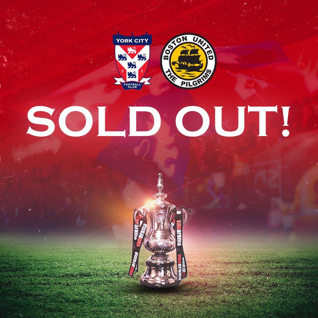 YorkCityFC's tweet photo. 🚫 SOLD OUT! 🚫

The full home allocation is now fully sold out - thank you for your incredible support! 👏

#YCFC 🔴🔵 https://t.co/muP4Ex881D