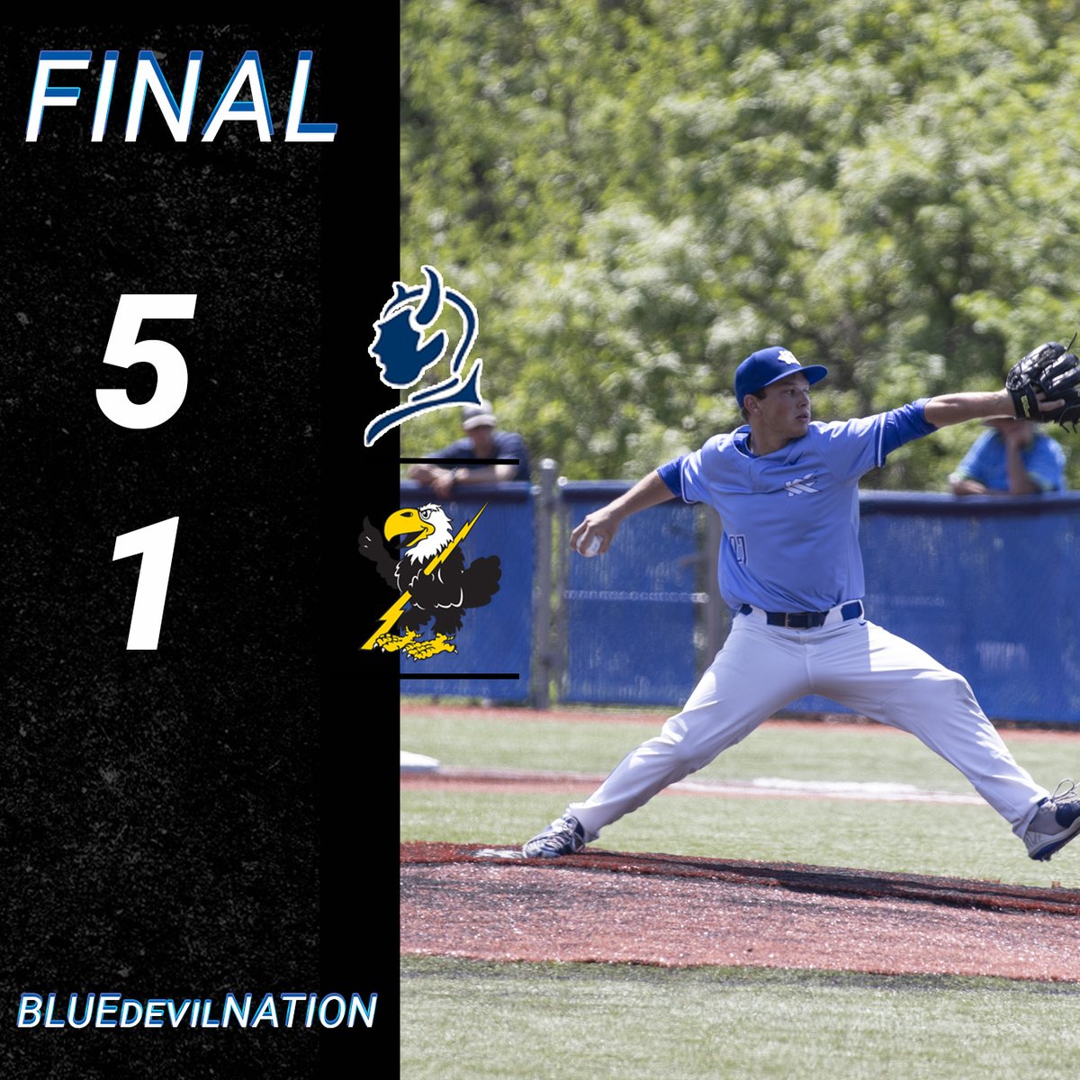 BSB: GAME OVER! <a href="/KCKbaseball/">KCK Baseball</a> gets past Cloud County CC 5-1, behind a strong performance by Camden Karlin as he adds 8 K's! The Blue Devils await the winner of Hutchinson/Barton for a 4 p.m. matchup tomorrow. #bluedevilnation