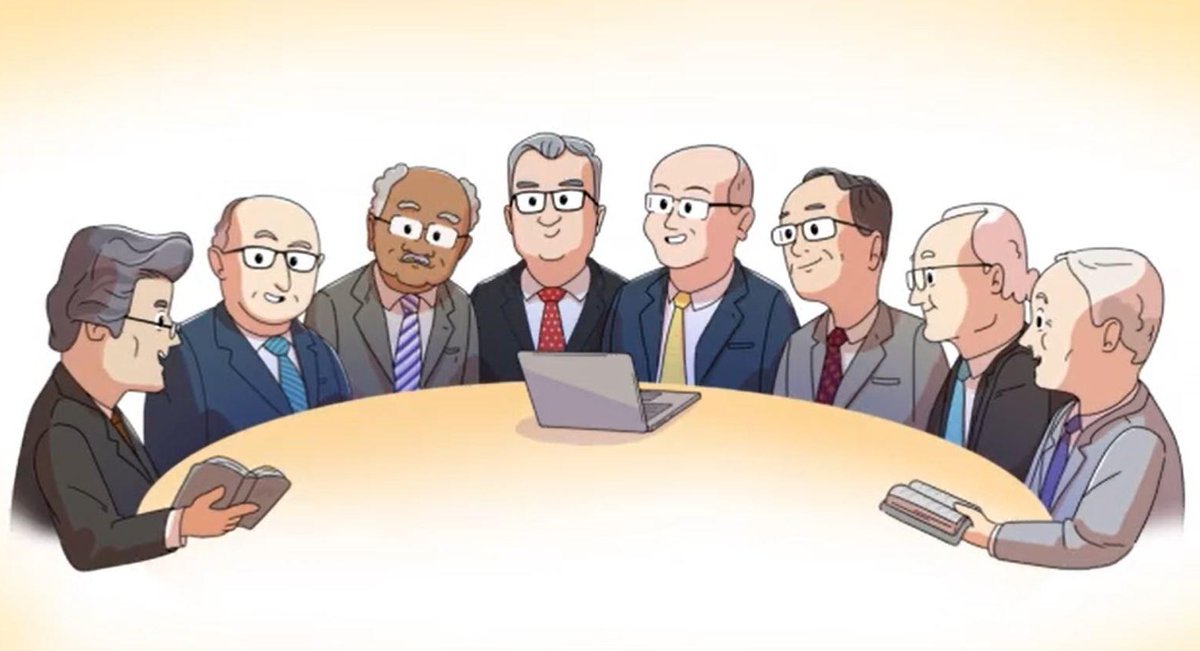 Funny thing is, that in the cartoon version of the #governingbody they seem no longer all be massively overweight as in real life. 🤔 And hiding their expensive golden pinky rings, cufflinks and Rolex watches. #JehovahsWitnesses