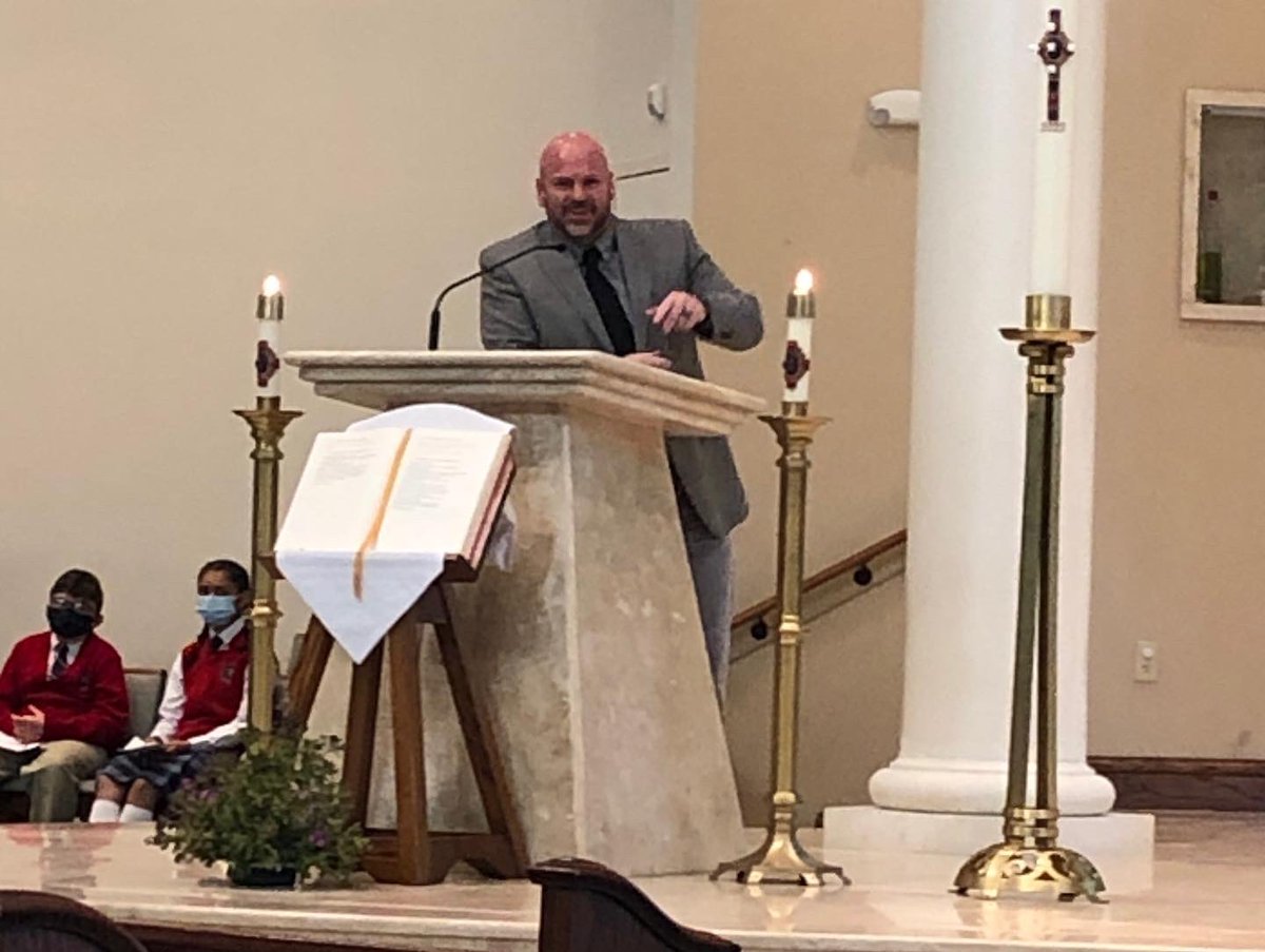 OLV_Tyrone's tweet photo. Today, for the last time, we celebrated Mass with the parish of St Matthew. We are saddened that today was the last all school Mass with the community of St Matthew. But Fr Kevin reminded us all that Jesus gave us his peace. We will take that with us as we close OLV. https://t.co/4tXPkdBDOw