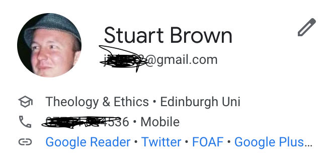 The links on my Google profile haven't aged well.