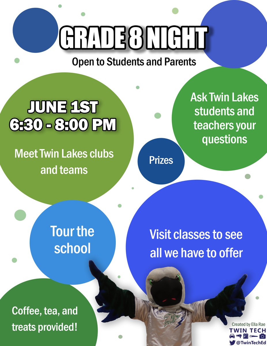 RegentParkPS's tweet photo. Twin Lakes is hosting an Open House for Grade 8 students and their families on June 1st, 6:30 - 8:00 pm https://t.co/Q8DOSgeRWx