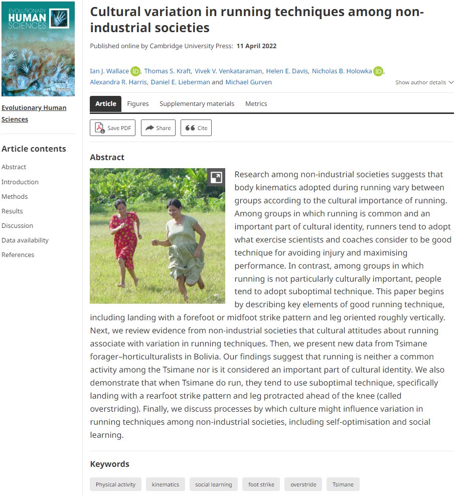 'Cultural variation in running techniques among non-industrial societies' bit.ly/3sHbe0A by Ian J. Wallace et al. #research #article #openaccess #journal #publishing