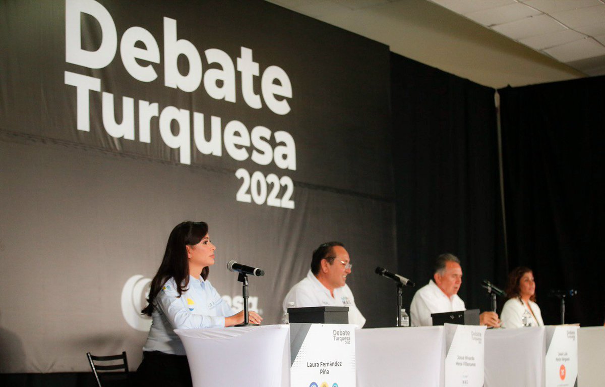 ¡Este es el proyecto ganador! 🗳️Hoy ganamos el #DebateTurquesa2022 y el 5 de junio con el voto de las y los quintanarroenses tendremos un gobierno para #MejorarEnSerio #QuintanaRoo. Gracias a <a href="/radioturquesa/">Radio Turquesa</a> por esta gran oportunidad. 🤝#LauraGobernadora