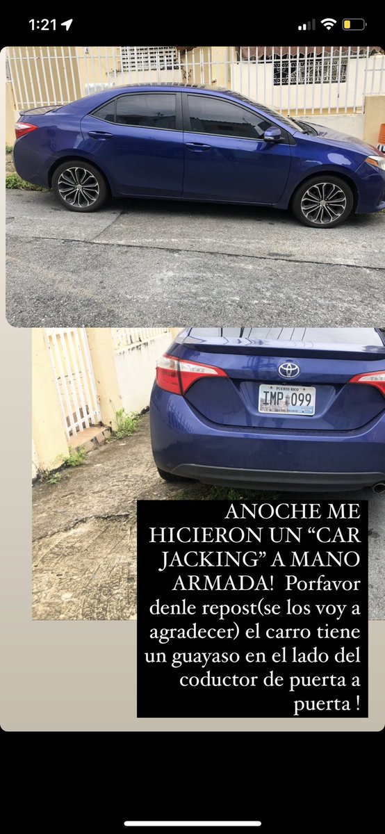 Corillo;
A mis chicas le robaron el auto anoche a mano armada, aquí una foto. 

DALE RT
<a href="/suprmetattoospr/">👦🏻🐝</a> <a href="/VGuivasRodz/">Viviana</a>