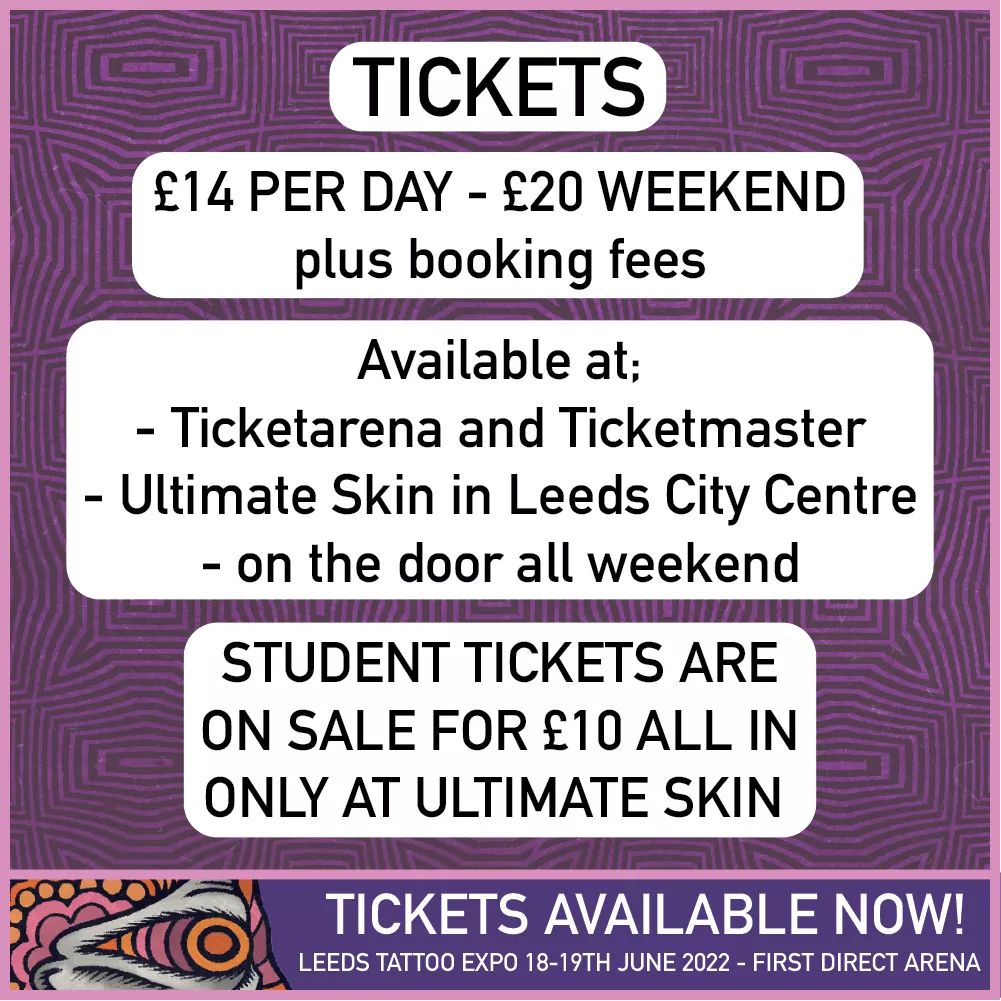 Tickets are available now from the link in our bio and from ultimate_skin in Leeds City Centre! £10 student tickets are available exclusively from Ultimate Skin xx