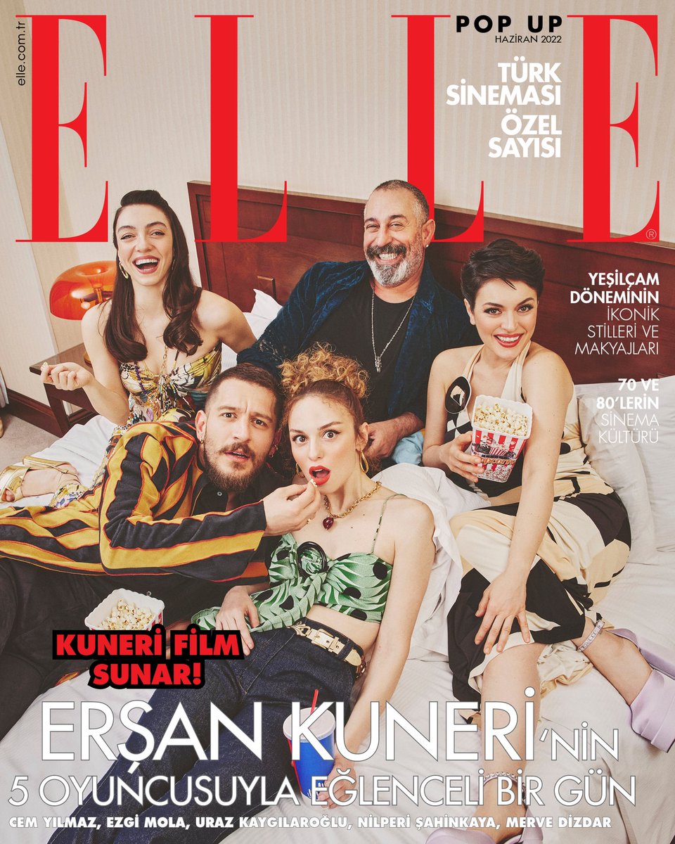 ELLETurkey's tweet photo. Cem Yılmaz’ın yazıp yönettiği,#Netflix’te yayına giren #ErşanKuneri’den ilham alarak hazırladığımız #ELLEPopUp Türk Sineması sayısı yarın Dergilik’te!Kapağında dizinin beş yıldızı #CemYılmaz, #EzgiMola, #UrazKaygılaroğlu, #NilperiŞahinkaya ve #MerveDizdar ile yaptığımız çekim var https://t.co/G9aSlnm1MI