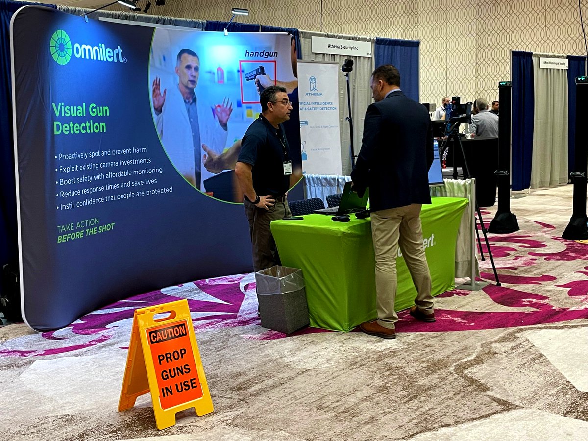 omnilert's tweet photo. Happening now at the #IAHSS conference – a live demo of #ActiveShooter Prevention with Omnilert’s #AI Gun Detect and #emergency notification systems. Come see us at booth #712! #Prevention #PublicSafety #MassNotifications #EmergencyPreparedness @iahss https://t.co/npU4U2sn59