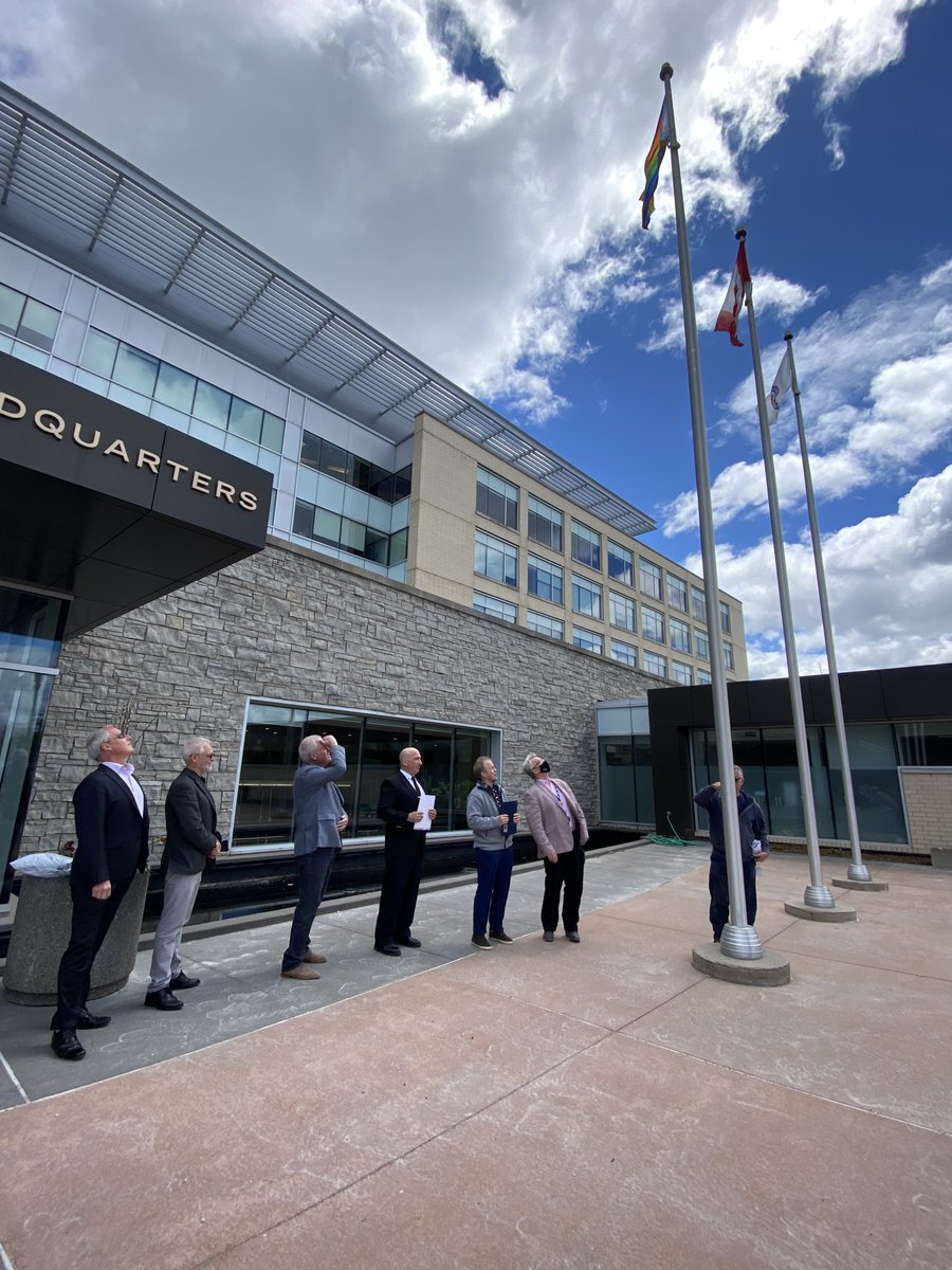 _donmitchell's tweet photo. Raising the Pride Progress flag today at @TownofWhitby  and at the @RegionofDurham for International Day Against Homophobia, Transphobia and Biphobia. Together we can raise awareness of the discrimination faced by the 2SLGBTQ+ community members. https://t.co/7tsqp3UZ9U