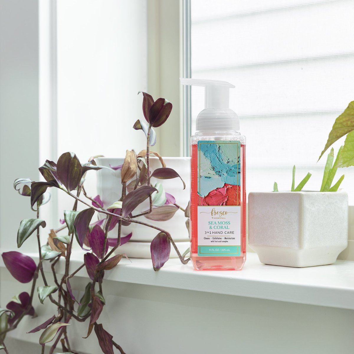 AskScentfull's tweet photo. Now Available at a @Target near you, and part of our brand new Fresco line of luxury foaming soap

Get clean, soft hands with our luxurious 3 in 1 foaming hand soap. Sea Moss and Coral fragrance combines notes of sea moss and ocean coral with a hint of yuzu &amp; mandarin orange. https://t.co/YbQdBtveo8