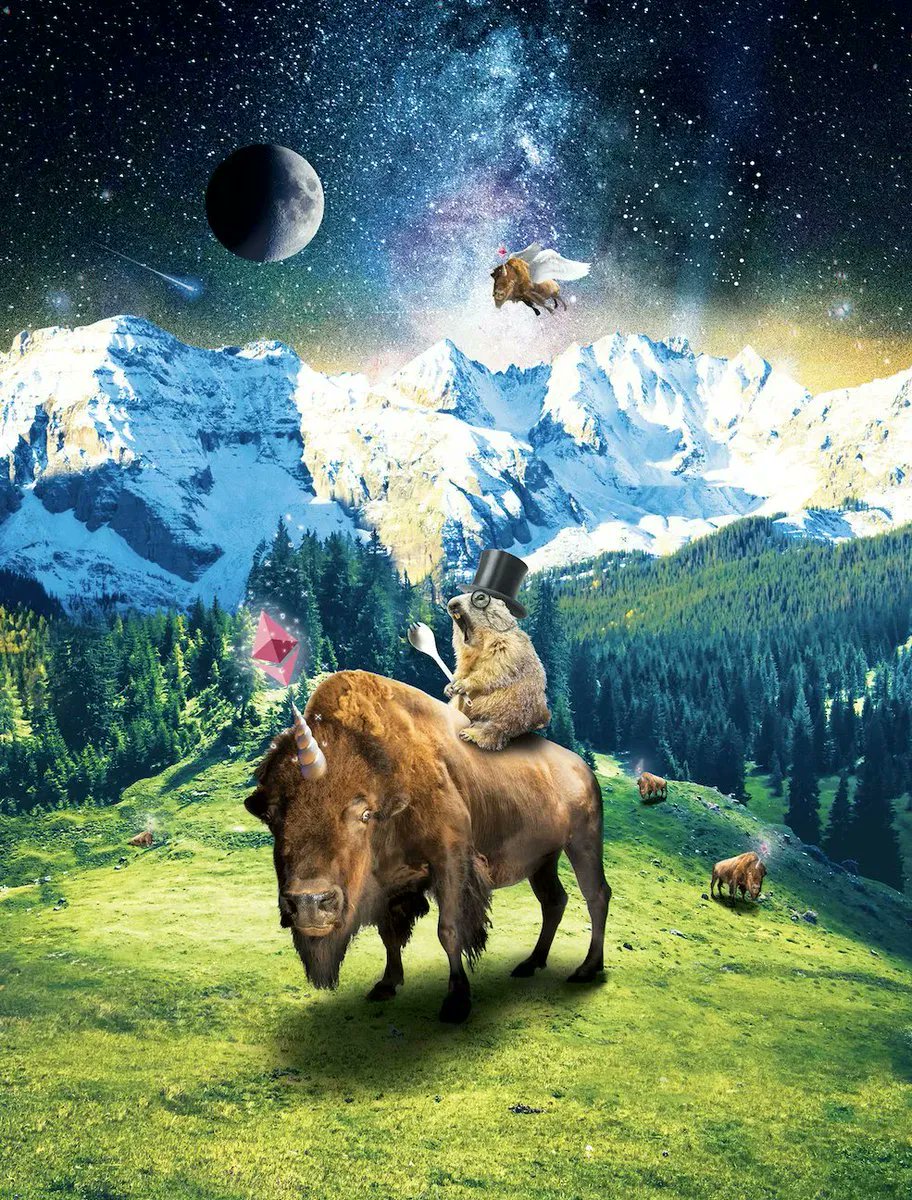EthereumDenver's tweet photo. Did you know: The Bufficorn (monocerus magicalis bisonae) are a rare and magical creature native to the Continental Divide region of Colorado’s Rocky Mountains. #ETHDenver https://t.co/0c5GWizBVx