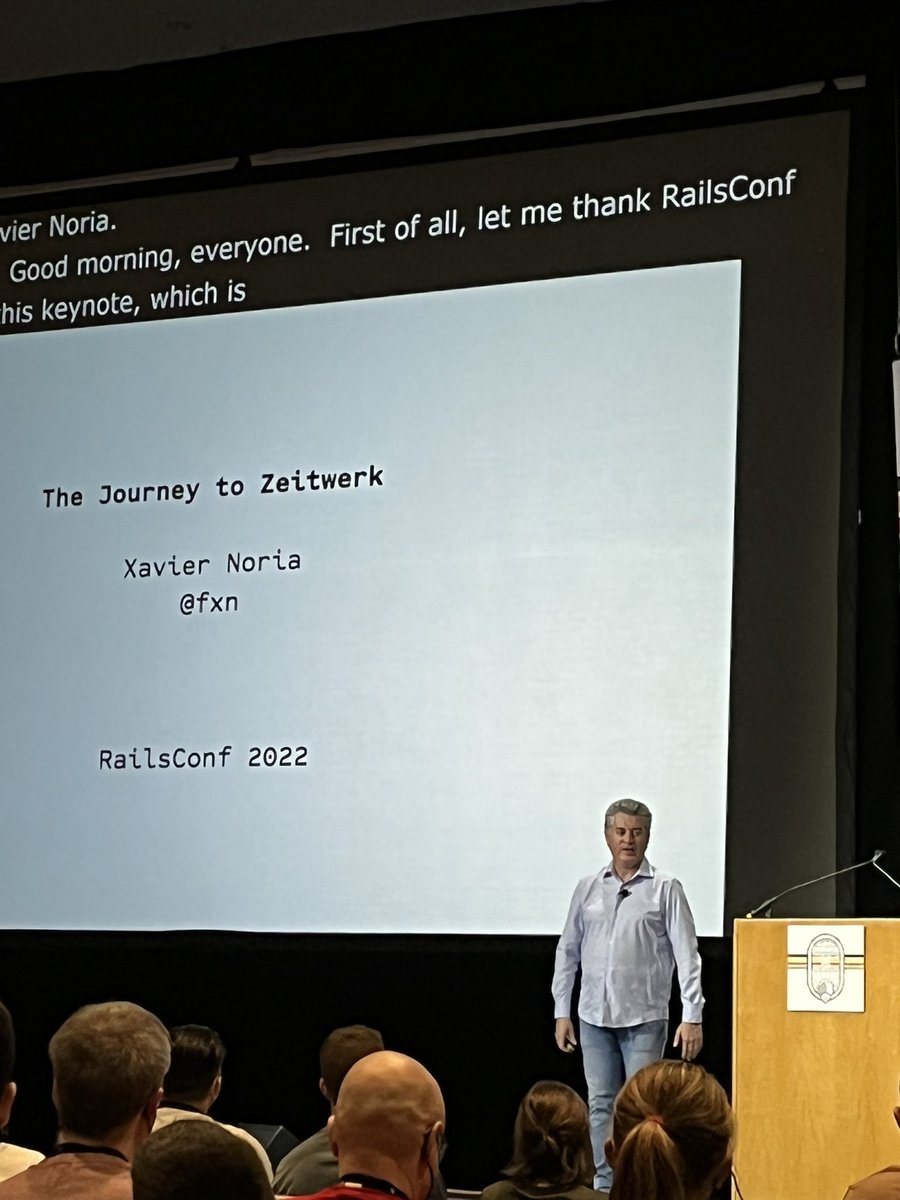 “The goal of the project is to vanish. The goal of the project is to work so smoothly and discreetly that it just works” - <a href="/fxn/">Xavier Noria</a> 

Amazing keynote to kick off #RailsConf2022