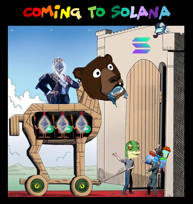1/ #Solana NFTs are seeing a lot of interest from #Ethereum NFT lovers of late. They've been piling into @OkayBears &amp; <a href="/ReptilianReneg/">Reptilian Renegade</a> and swamping twitter feeds with enthusiasm. It's the catalyst many have been waiting for, or is it? Some observations: 🧵👇#solananfts #nfts