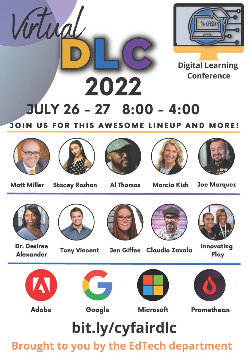 CyFairEdTech's tweet photo. 2⃣ MONDAYS LEFT IN THE SCHOOL YEAR‼️ We know the 2021-22 SY may have presented many obstacles but...the prize at the end is worth it😜🏆 

@CyFairEdTech Digital Learning Conference offers:
💥FREE Educator PD
💥1 hr- Power sessions
💥 Global Industry experts

🗓️Save the Date https://t.co/Srpc2tyM2L