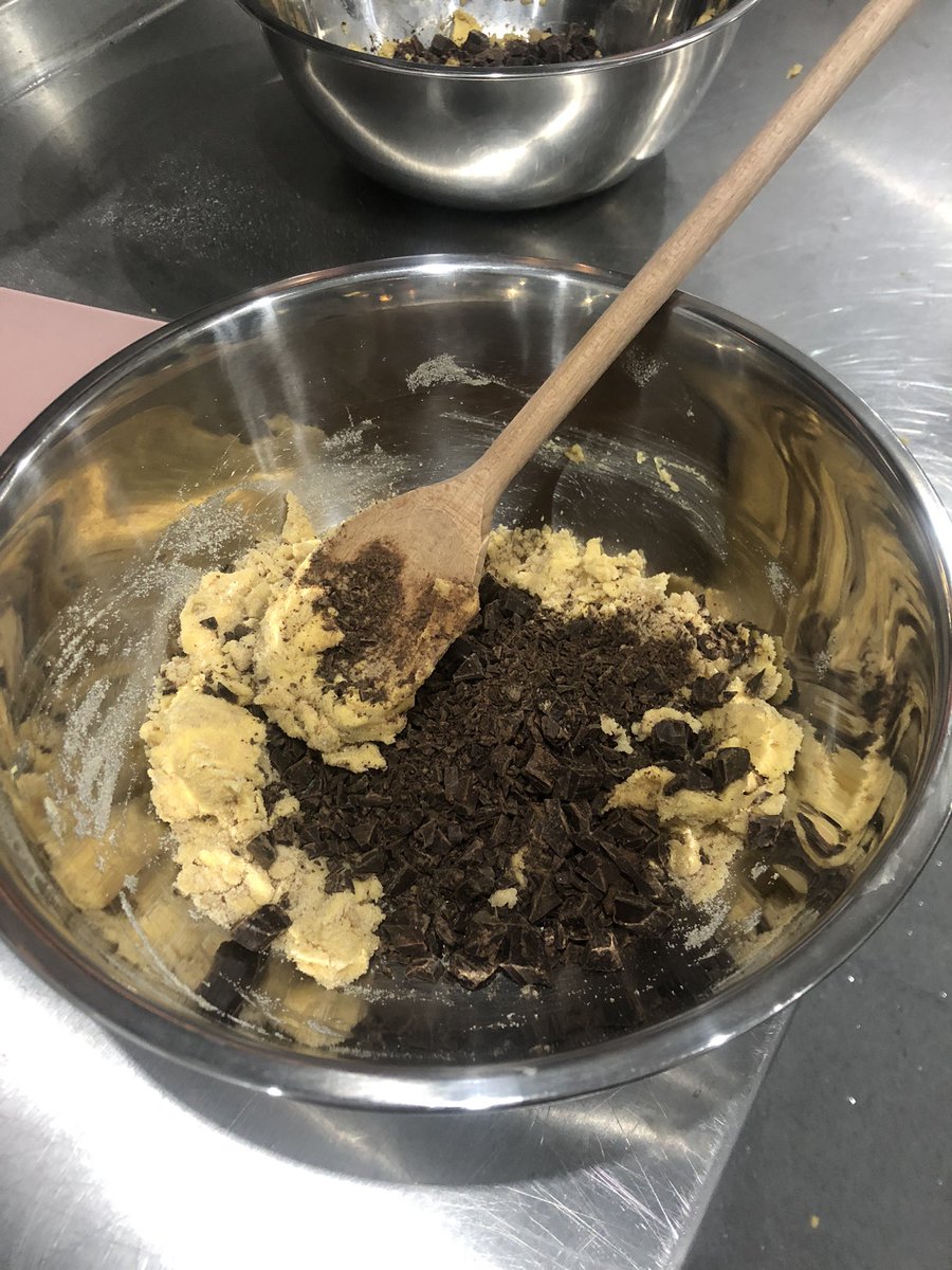 WestsChefsAcad's tweet photo. Very serious business today @Hub_Internation kitchen. The ultimate NY Style Choc Chip Cookie. 
Tell us your favourite cookie flavour and we’ll share our secret recipe 🤭 https://t.co/ft5OMpyNbM
