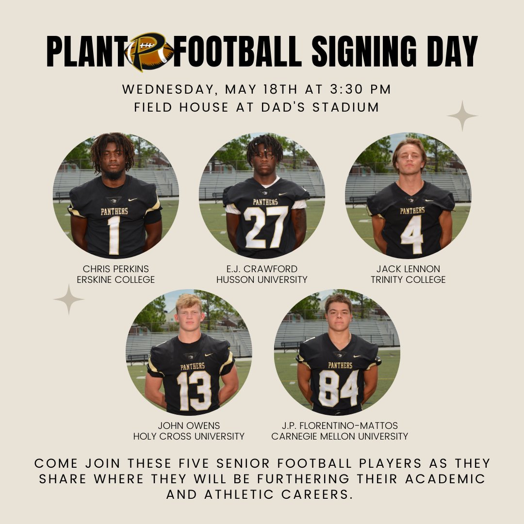 All are invited to a signing day ceremony this Wednesday, May 18th at 3:30 PM in the field house at Dad's Stadium. Help us celebrate these seniors as they commit to furthering their academic &amp; athletic careers 💛🖤 #AlwaysALink #NextLevelPanther