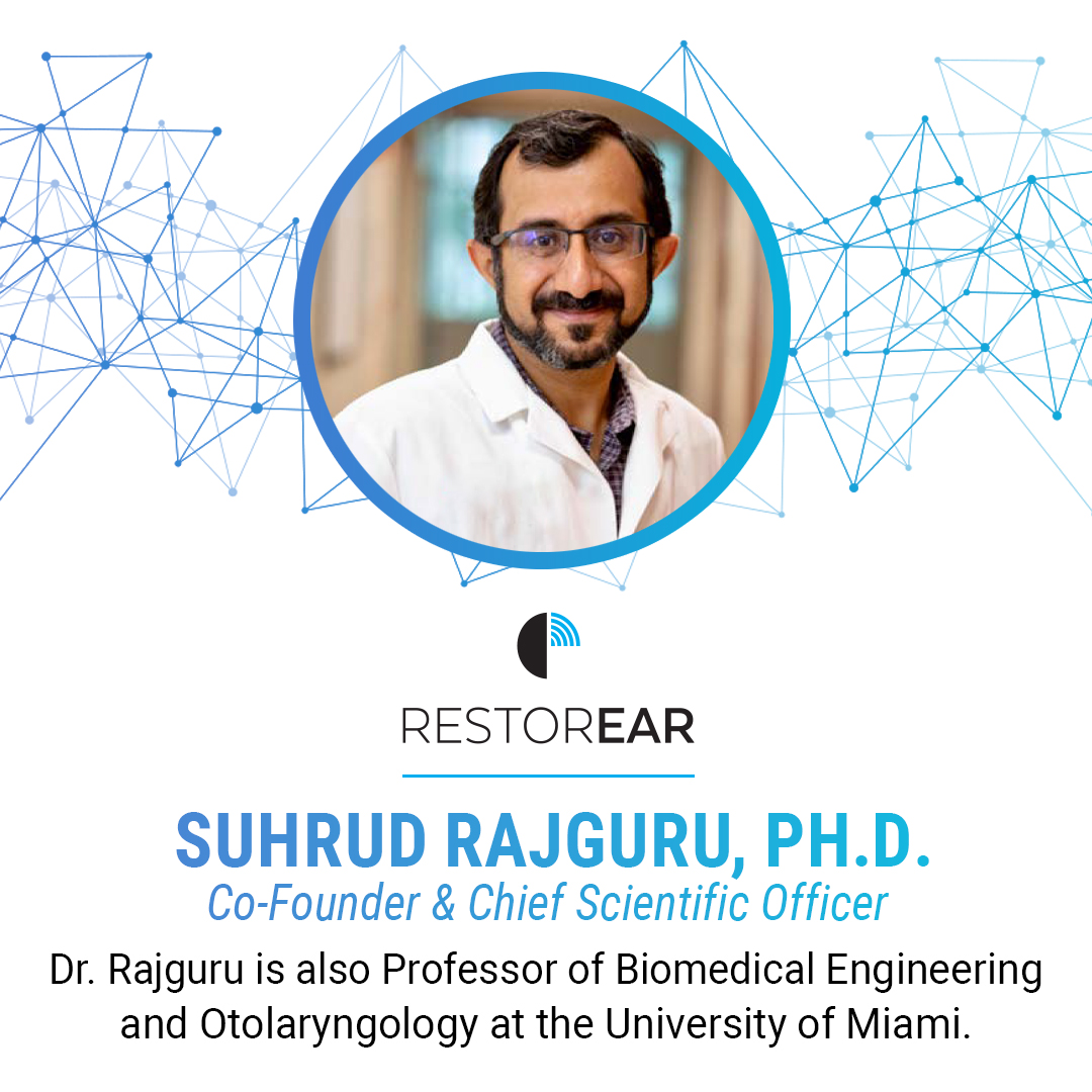 RestorEar's tweet photo. Our passion for preventing #hearingloss didn't come out of nowhere. It began with the scientific research of our expert team, including #RestorEar's co-founder Dr. Suhrud Rajguru. What have you always wanted to know about #hearinghealth? Ask us! #MeetTheTeam https://t.co/2OrUL4Nmjy
