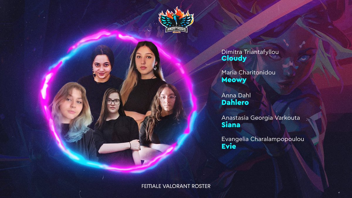 It's finally here! 
Our Female <a href="/PlayVALORANT/">VALORANT</a> Roster is ready and it's packing a punch💪
🇬🇷@DCloudyyy 
🇬🇷<a href="/bemeowy/">MEoWy</a>
🇳🇴<a href="/dahlerooo/">Miu.♡</a>
🇬🇷 Siana
🇬🇷<a href="/AerieEvie/">evie</a>
This is only the beginning of what's to come in 2022 for our organization.
Stay tuned for more 👀