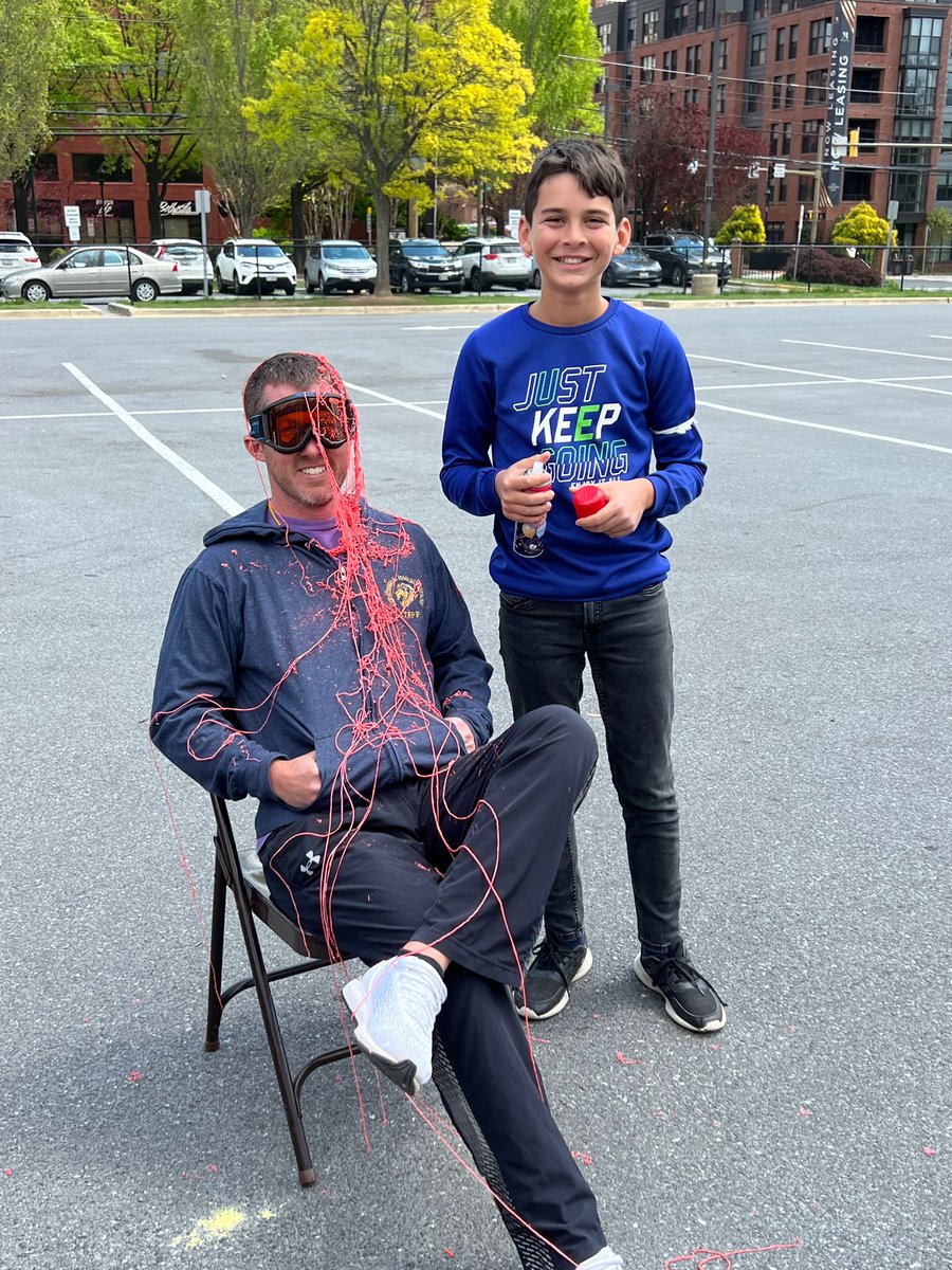 Bethesda_ES's tweet photo. Mr. Boyd getting covered in silly string as a Jump Rope for Heart Prize. Way to go BE for raising money for such a great cause! https://t.co/UyNVs59NRu