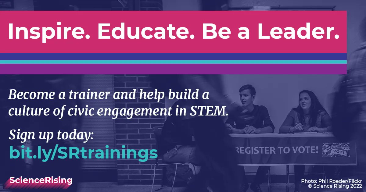 ESAL_us's tweet photo. You can train the next generation of STEM students to bring science and democracy together for change. Become a @SciRising trainer, and spread the word: https://t.co/kyQyNCojxt
#ScienceRising #SciPol #EngageLocal https://t.co/J4rfbkl4Ur
