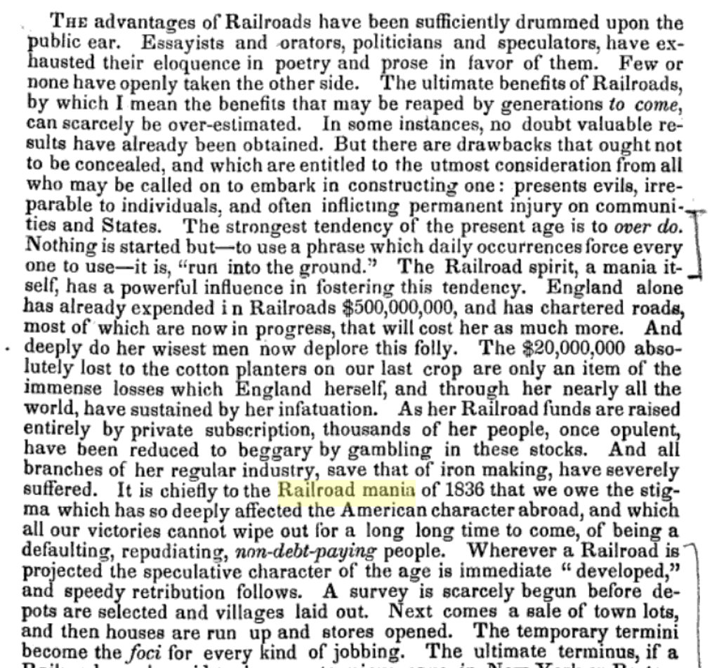 divine_economy's tweet photo. anyone who thinks VC money will save crypto rn needs to read about railroads.

1830s investors poured money into railroads as the future of technology.

they were right—but killed their own investment with money that couldn't be repaid quickly.

railroads were set back 20 years. https://t.co/kmPK59nY4i
