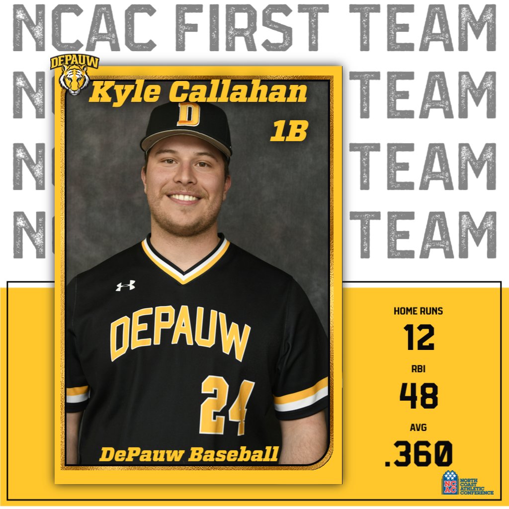 DePauwAthletics's tweet photo. Congratulations to the 7 members of the @DePauwBaseball team for being named All-NCAC selections!  
#TeamDePauw #d3baseball 
🧵1/2 https://t.co/TVD9CbodgO