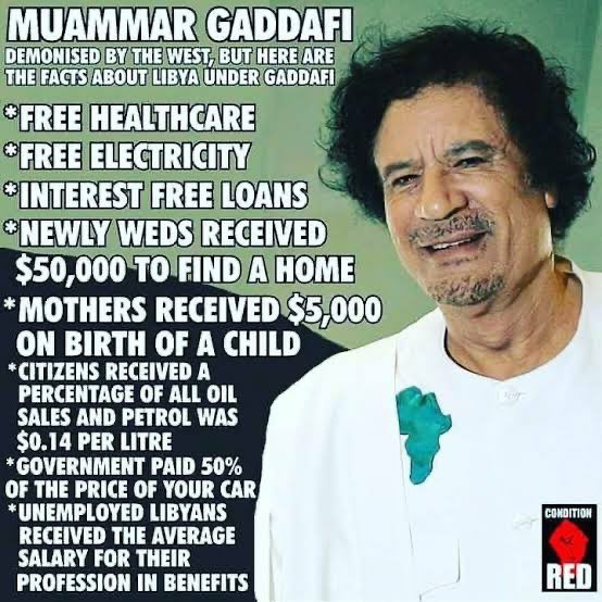Gaddafiwasright's tweet photo. Below is the TRUTH about Colonel Muammar Gaddafi 👇 https://t.co/WNhABSBaKc