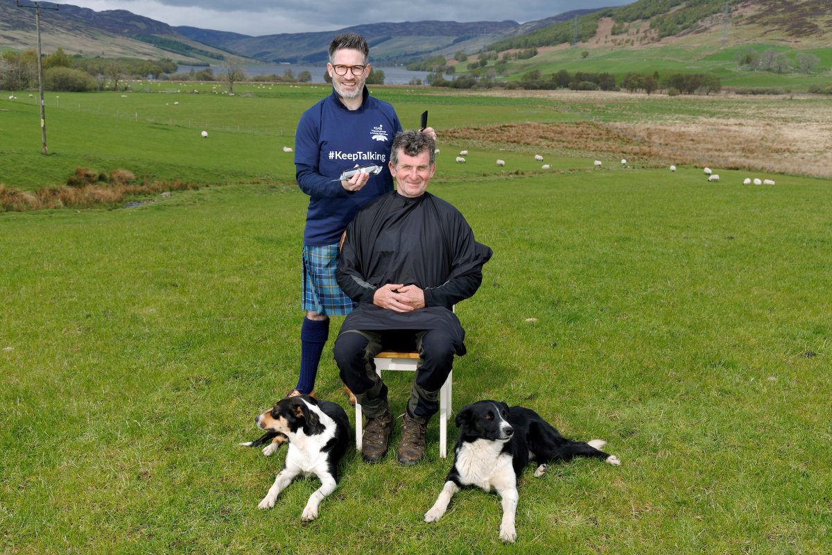 RSABI's tweet photo. Farmers in need of a post-lambing trim are being encouraged to take part in our @NSA_Scotland ScotSheep “Trimathon”. Kilted Barber Campbell Ewen from George St Perth, will be wielding his scissors &amp; clippers to trim wayward fringes all day! ✂️ https://t.co/Du7wKuB0Vb #KeepTalking https://t.co/NqUag7iIx3