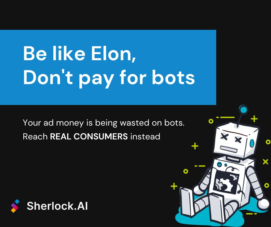 infanatweets's tweet photo. @elonmusk estimates that Twitter has at least 20% Spam bots
Ad money going to BOT accounts? Filter out the bots and reach real consumers by understanding consumer behavior. Read the full thread: https://t.co/tokWwQ0PIc

#TwitterExposed #twittersold #ElonMusk #ElonMuskBuyTwitter https://t.co/tgZXg5Tw0M